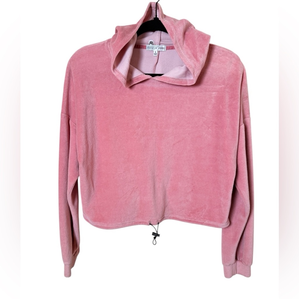 Fitz & Eddi Small Pink Velour Cropped Hoodie